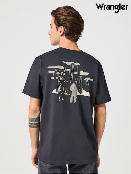 Wrangler Back Print Graphic 100% Cotton T-shirt (E27089) | ‏176‏₪
