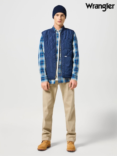 Wrangler Blue Elavated Quilted Vest Gilet (E27093) | €75