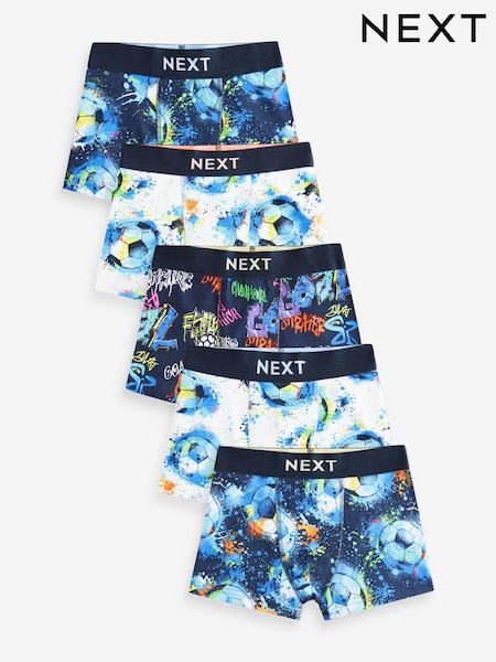 Blauw voetbal - Trunks 5 Pack (2-16yrs) (E27105) | € 22 - € 29
