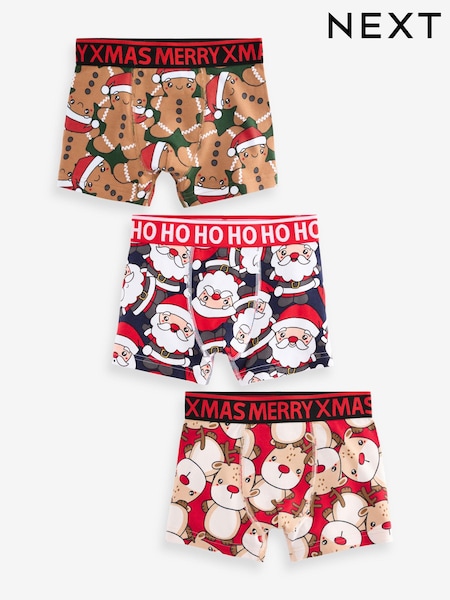 Christmas Print Trunks 3 Pack (1.5-16yrs) (E27107) | €7 - €11