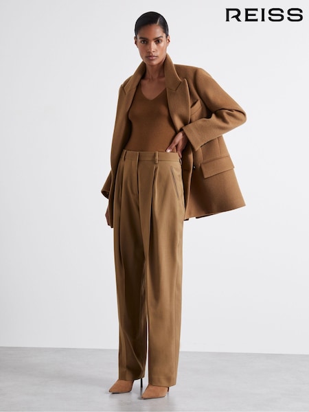 Reiss Camel Celeste Atelier Virgin Wool Tapered Trousers (E27137) | €173