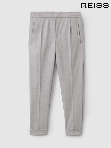 Reiss Grey Melange Brighton 3-9 yrs Relaxed Elasticated Trousers with Turn-Ups (E27142) | AED274