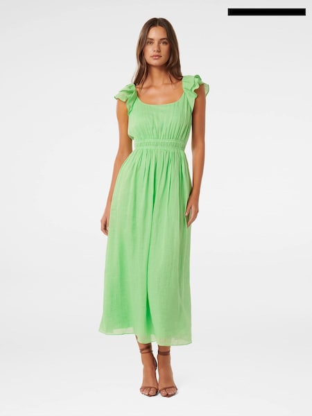 Forever New Green Tonya Flutter Sleeves Dress (E27273) | €79