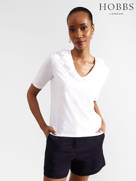 Hobbs White Mariella 100% Cotton Top (E27284) | €62