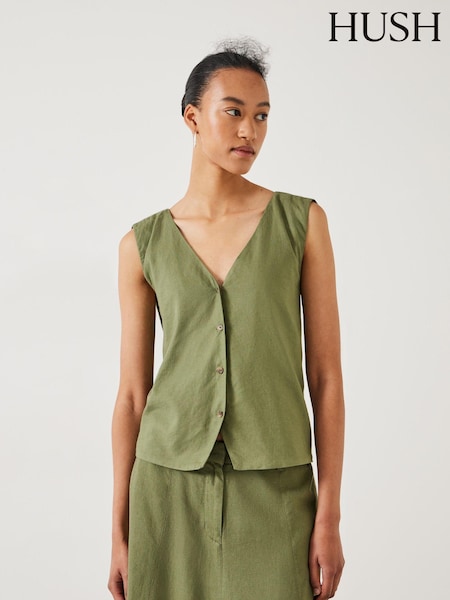 Hush Green Kimi Reversible 100% Cotton Waistcoat (E27445) | €47.50