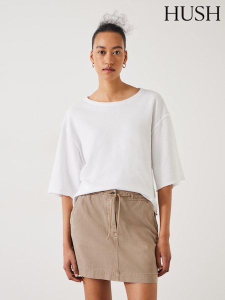 Hush White Myla Textured Waffle 100% Cotton T-Shirt (E27451) | €50