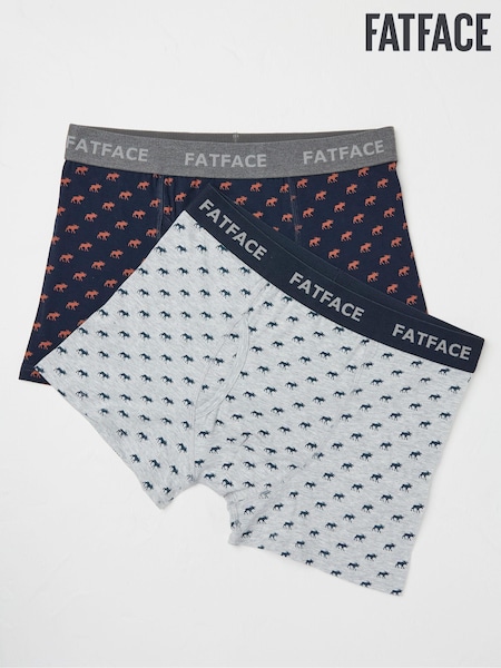 FatFace Navy Moose Print Boxers 2 Pack (E27500) | €15.50