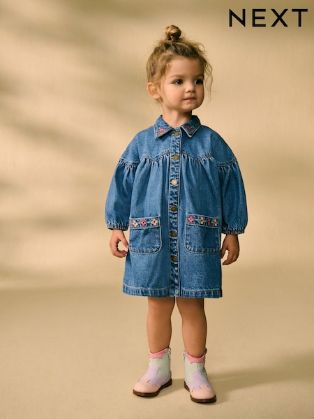 Blue Embroidered Denim Shirt Dress (3mths-8yrs) (E27511) | R$ 155 - R$ 215