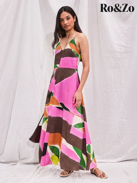 Pink - Ro&zo Abstract Geo Print Dress