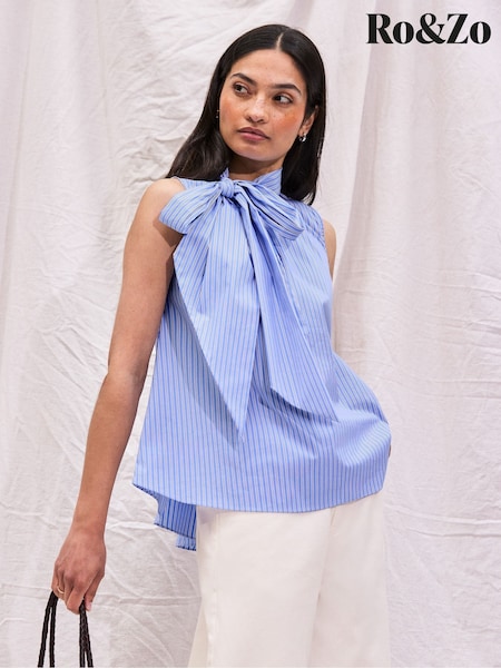 Zils - Ro&zo Stripe Bow Detail Sleeveless Blouse