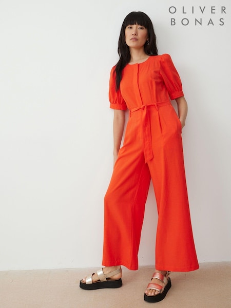 Коралловый с оранжевым - Oliver Bonas Short Sleeve Jumpsuit (E27546) | €50