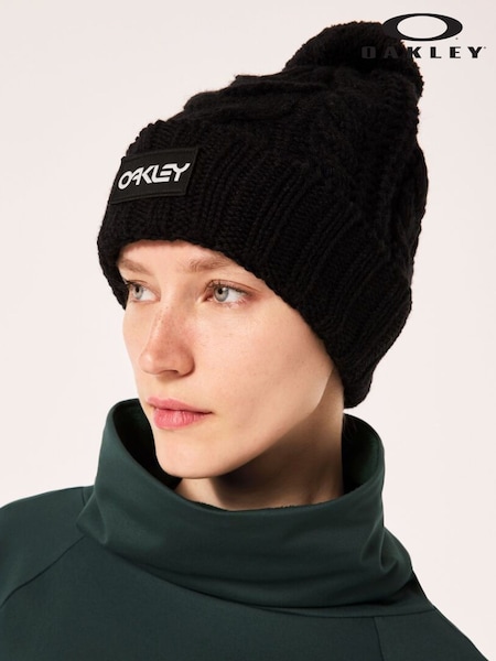 Svart - Oakley Womens Harper Pom Winter Knitted Beanie (E27689) | kr574