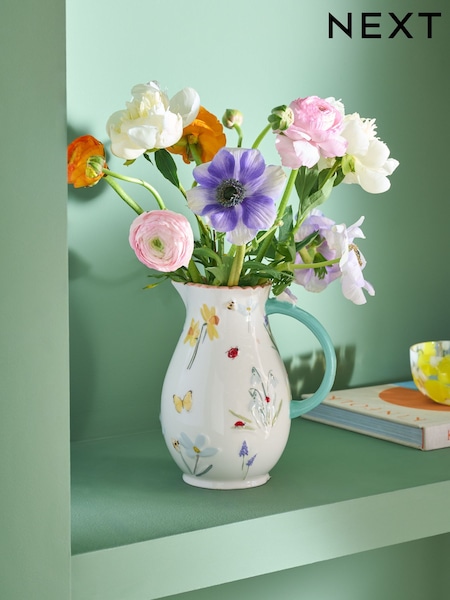 Multicolour Ceramic Floral Butterfly Jug Vase (E27734) | kr221