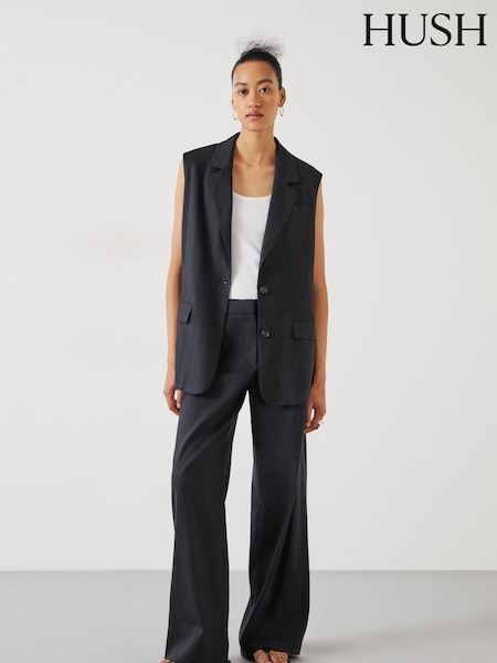 Hush Black Lana Linen Blend Trousers (E27783) | €49
