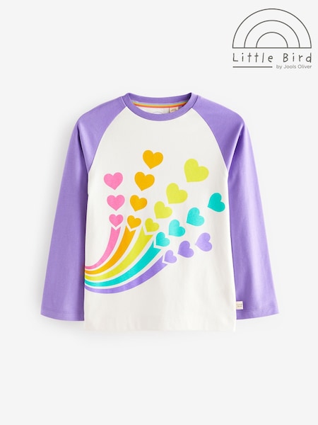 Little Bird by Jools Oliver Lilac Heart 100% Cotton Long Sleeve Colourful T-Shirt (E27837) | 841 UAH - 1,021 UAH