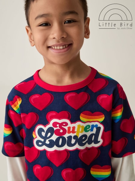 Little Bird by Jools Oliver Red Long Sleeve Colourful 100% Cotton T-Shirt (E27879) | ₪70 - ₪85