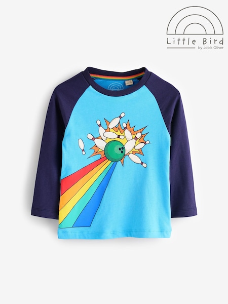 Little Bird by Jools Oliver Blue/White 100% Cotton Long Sleeve Colourful T-Shirt (E27880) | €8.50 - €10.50