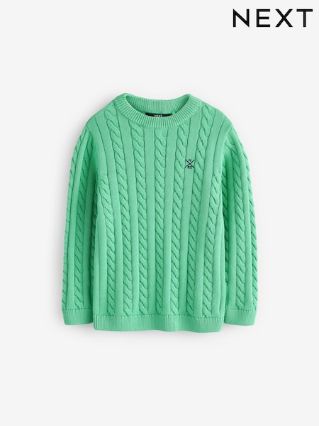 أخضر - Cable Knit Crew Neck 100% Cotton Jumper (3-16yrs) (E27902) | ‏76 د.إ.‏ - ‏ 102‏ د.إ.