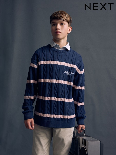 Rayas azul marino - Mock Shirt Crew Neck Jumper (3-16yrs) (E27903) | 28 € - 35 €