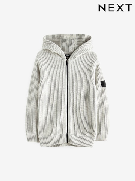 Gri - Knitted Zip Through Hoodie (3-16yrs) (E27904) | 149 LEI - 186 LEI
