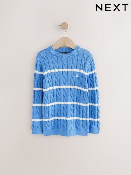 مقلم أزرق/أبيض - Cable Knit Crew Neck 100% Cotton Jumper (3-16yrs) (E27911) | ‏76 د.إ.‏ - ‏ 102‏ د.إ.