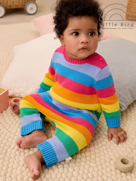 Little Bird by Jools Oliver Multi Rainbow Striped 100% Cotton Rompersuit (E27912) | €16 - €17
