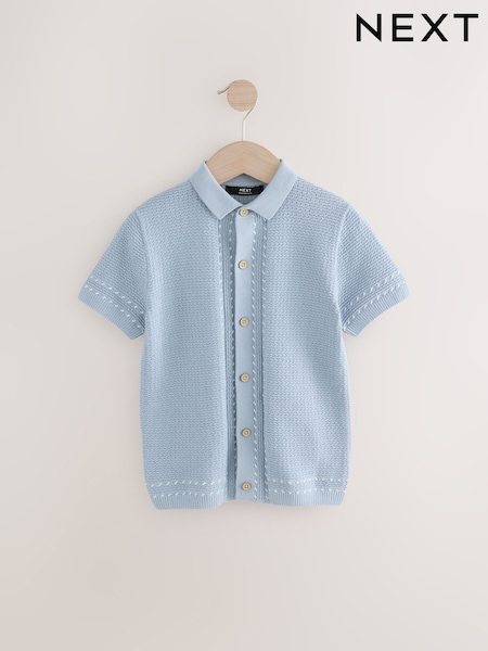 Light Blue 100% Cotton Short Sleeve Knitted Polo Shirt (3-16yrs) (E27916) | AED81 - AED107