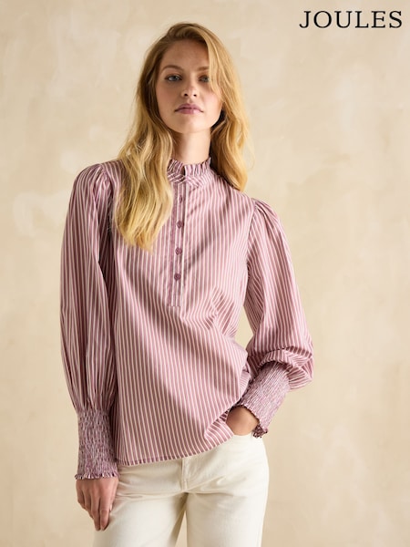 Joules Mariella Pink & White Frill Neck Blouse (E28008) | €70