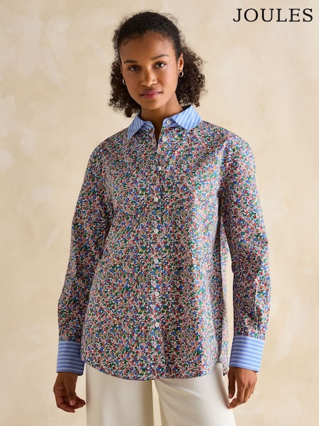 Joules Amilla Ditsy Print Longline Relaxed Fit Shirt (E28015) | $111