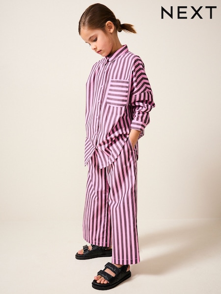 Pink and Chocolate 100% Cotton Stripe 100% Cotton Shirt and Trousers Set (3-16yrs) (E28029) | €30 - €39