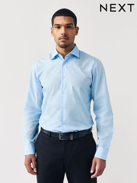 Blue Slim Fit Cutaway Collar Easy Care Smart Shirt (E28062) | 135 zł
