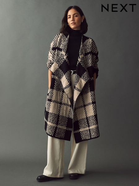 črna & Bela - Soft Touch Waterfall Longline Knitted Cardigan Coatigan (E28139) | € 54