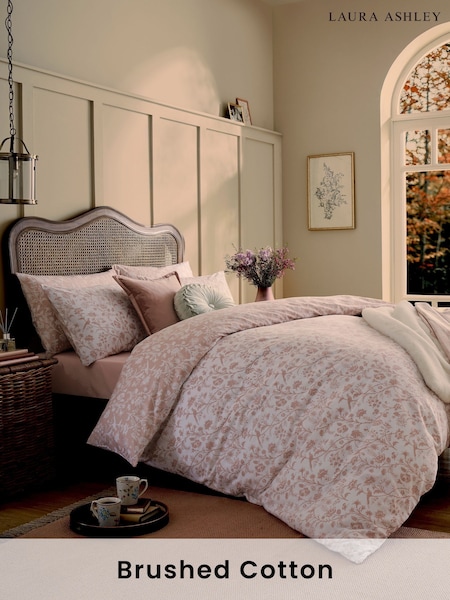 Laura Ashley Blush Pink 100% Cotton Shepherds Purse Duvet Cover and Pillowcase Set (E28142) | €54 - €102