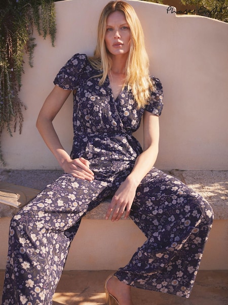 Phase Eight Black Phase Eight Helene Floral Print Black Jumpsuit (E28169) | €83