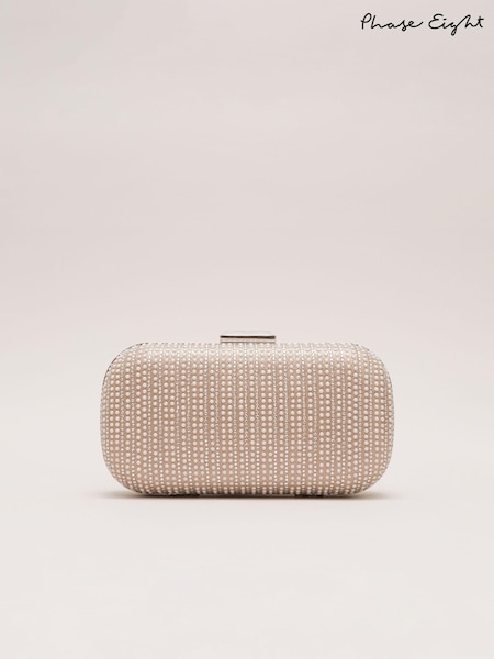 Phase Eight Metallic Pearl Embellished Box Clutch (E28187) | 514 QAR