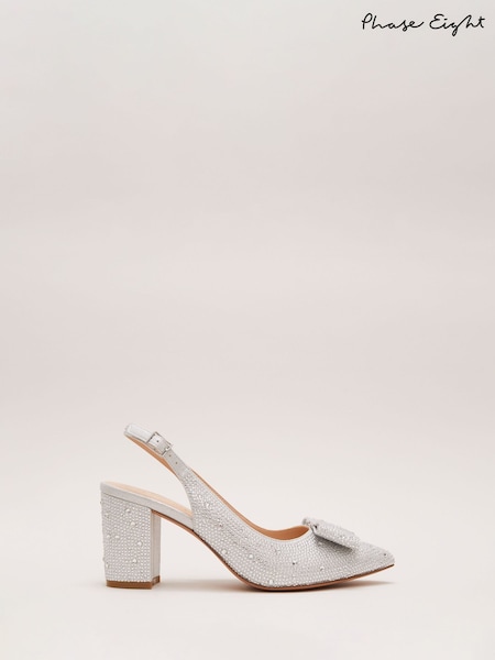 Phase Eight Metallic Embellished Bow Block Slingback Heel (E28190) | 886 QAR