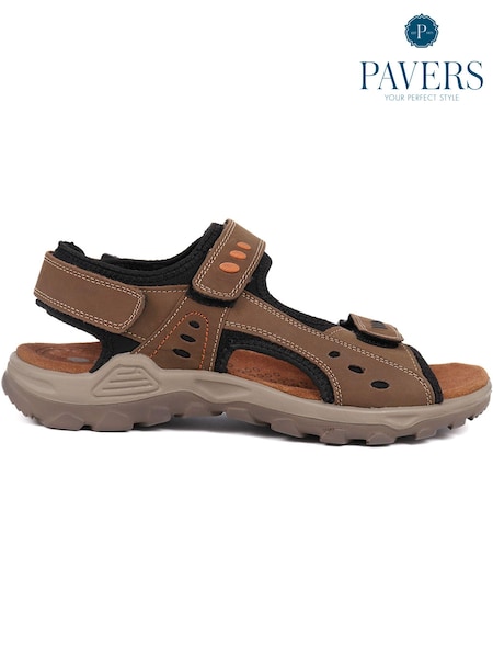 Pavers Dark Brown Pavers Full Adjustable Touch Fasten Brown Sandals (E28251) | INR 6,143