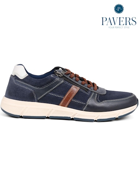 Pavers Blue Lace Up Leather Trainers (E28257) | €65