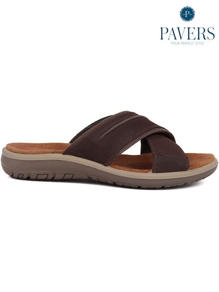 Pavers Brown Pavers Slip On Leather Mule Brown Sandals (E28260) | INR 5,375