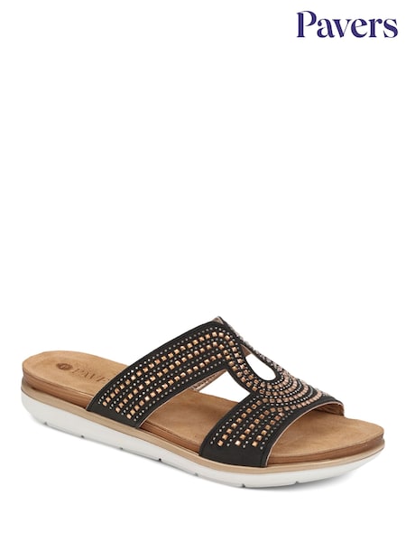 Pavers Black Pavers Slip On Mule Black Sandals (E28262) | €37