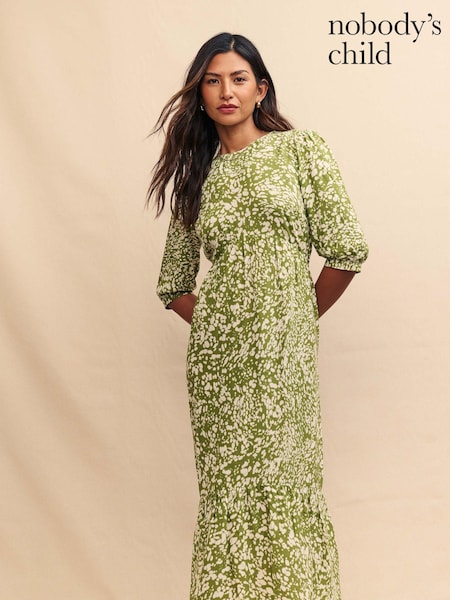Nobody's Child Green Print Lavender Rachel Midi Dress (E28269) | €30