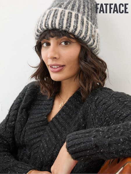 FatFace Grey Plaited Rib Beanie (E28275) | €18