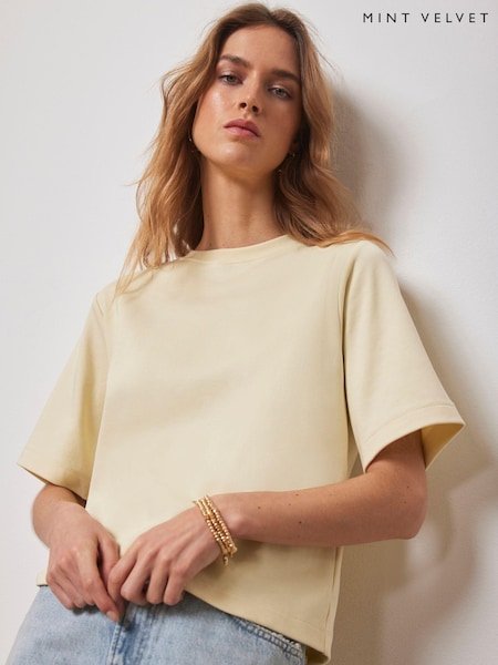 Mint Velvet Yellow Ultimate T-Shirt (E28295) | 173 QAR