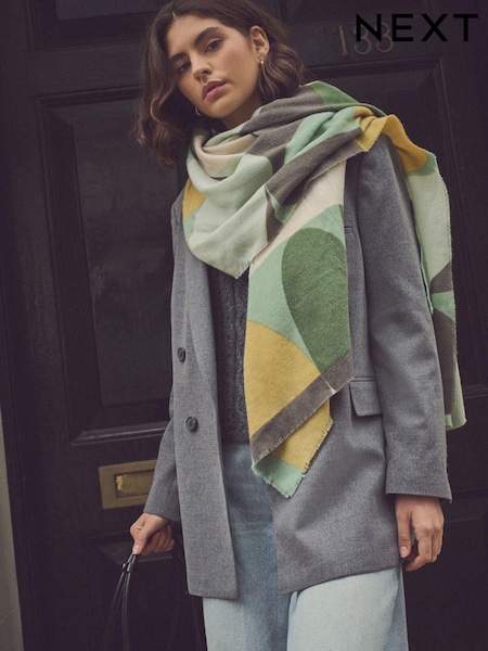 Green/Ochre Yellow Midweight Scarf (E28403) | €14