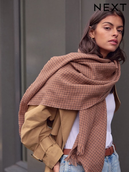 Brown Tweed Print Midweight Scarf (E28419) | €11