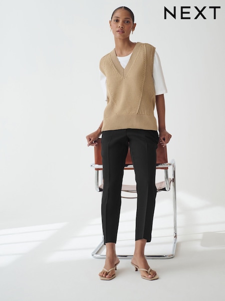 Black Tailored Elasticated Back Straight Leg Trousers (E28442) | €33.50