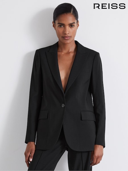 Reiss Black Audrey Atelier Virgin Wool Single Breasted Suit Jacket (E28580) | €586