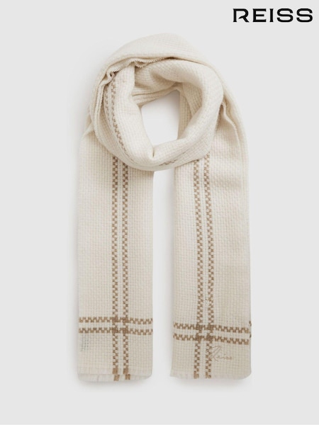 Reiss Cream Liana Wool-Cashmere Fringed Scarf (E28615) | €97