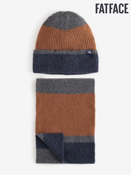 FatFace Navy Colourblock Hat And Scarf Gift Set (E28672) | €29
