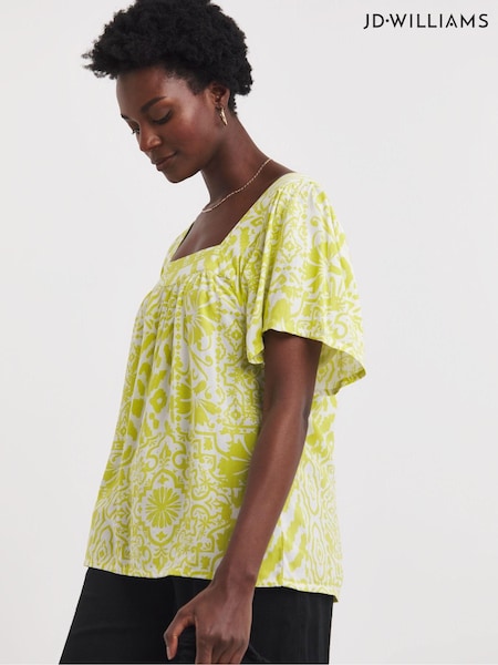 JD Williams Green Square Neck Half Sleeve Top (E28677) | €13.50